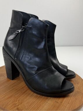 Rag & Bone Noelle Black Leather Peep-Toe Ankle Boots